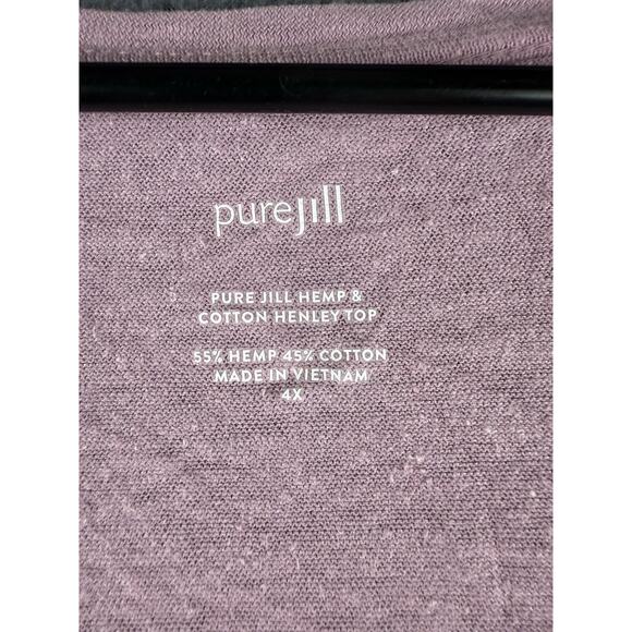 J.JILL Pure Jill Plus Mauve Hemp & Cotton Henley Blouse Top Tunic 4X - Picture 4 of 7